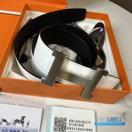 QC Hermès Constance H Belt White and Black