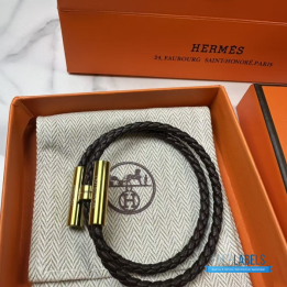 Hermès Tournis Tresse Bracelet in noir black braided Swift calfskin