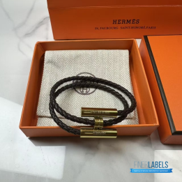 Hermès Tournis Tresse Bracelet in noir black braided Swift calfskin
