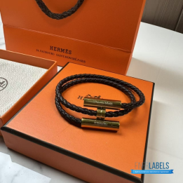 Hermès Tournis Tresse Bracelet in noir black braided Swift calfskin