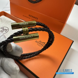 Hermès Tournis Tresse Bracelet in noir black braided Swift calfskin