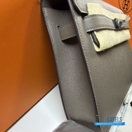 Hermès Kelly Dépêches 25 Pouch in Gris Étain Togo Leather