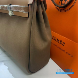 Hermès Herbag Zip 31 in a Brown Canvas and Tan Leather Combination