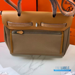 Hermès Herbag Zip 31 in a Brown Canvas and Tan Leather Combination