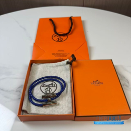 QC Hermès Tournis Tresse Bracelet in Blue