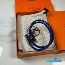 QC Hermès Tournis Tresse Bracelet in Blue