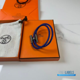 QC Hermès Tournis Tresse Bracelet in Blue