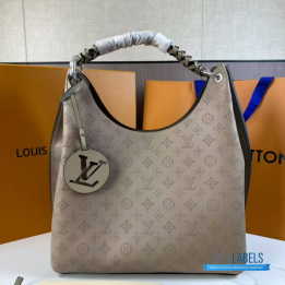 QC LV Carmel Mahina Hobo Bag crafted from perforated Mahina calfskin