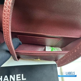 QC Chanel Preppy Coco Flap Bag in dark burgundy shiny caviar leather