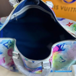 QC LV Monogram Watercolor Keepall Bandoulière 50 in multicolor/white