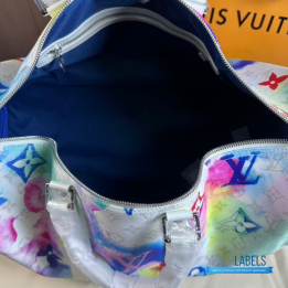 QC LV Monogram Watercolor Keepall Bandoulière 50 in multicolor/white