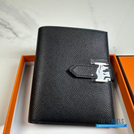QC Hermès Béarn Compact Wallet in black