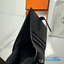 QC Hermès Béarn Compact Wallet in black