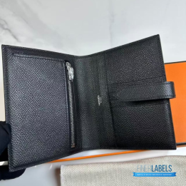 QC Hermès Béarn Compact Wallet in black