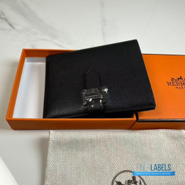 QC Hermès Béarn Compact Wallet in black