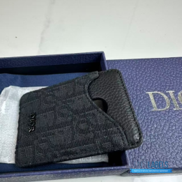 QC Dior Saddle Magnetic Card Holder in black