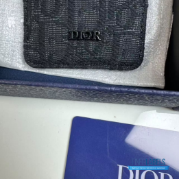 QC Dior Saddle Magnetic Card Holder in black
