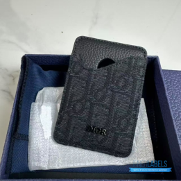 QC Dior Saddle Magnetic Card Holder in black